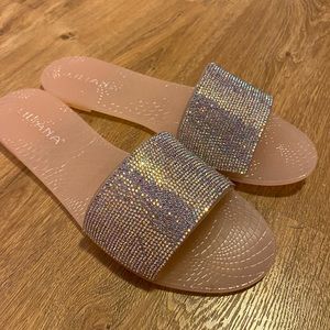 Women’s rhinestone jelly slides